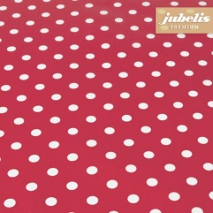Baumwolle beschichtet abwaschbar kleine Punkte rot III 190 cm x 140 cm
