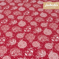 Baumwolle beschichtet strukturiert Christmas Bubbles rot III 140 cm Durchmesser rund