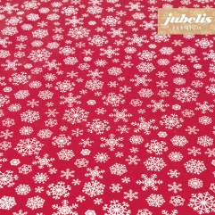 Baumwolle beschichtet strukturiert Snowflakes rot-wei III 240 cm x 140 cm fr Biertische (auf Wunsch geteilt = 2 Decken)