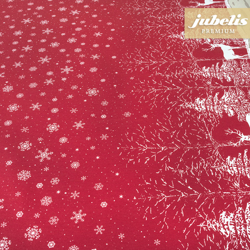 Baumwolle beschichtet strukturiert Winter Landscape rot-natur III 110 cm x 140 cm Kchentisch